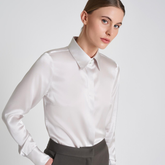 White Stretch Silk Shirt